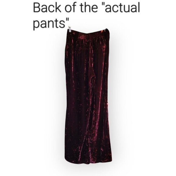 Good American Burgundy Crinkle Velvet Wide Leg Trousers size XS (Tall Friendly) - Picture 5 of 11